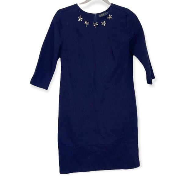 Zara Navy Jeweled Neckline Shift Dress Size XS - Picture 1 of 10